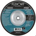 Flexovit HP Heavy Duty Depressed Center Wheel, 7 in Dia x 1/4 in THK, A24T Grit, Aluminum Oxide Abrasive A5302H